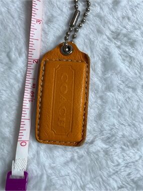 Coach Leather Key Tag in Mustard